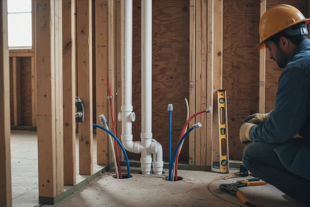 Drain and supply rough-in during Sump Pump Repair in Ontario